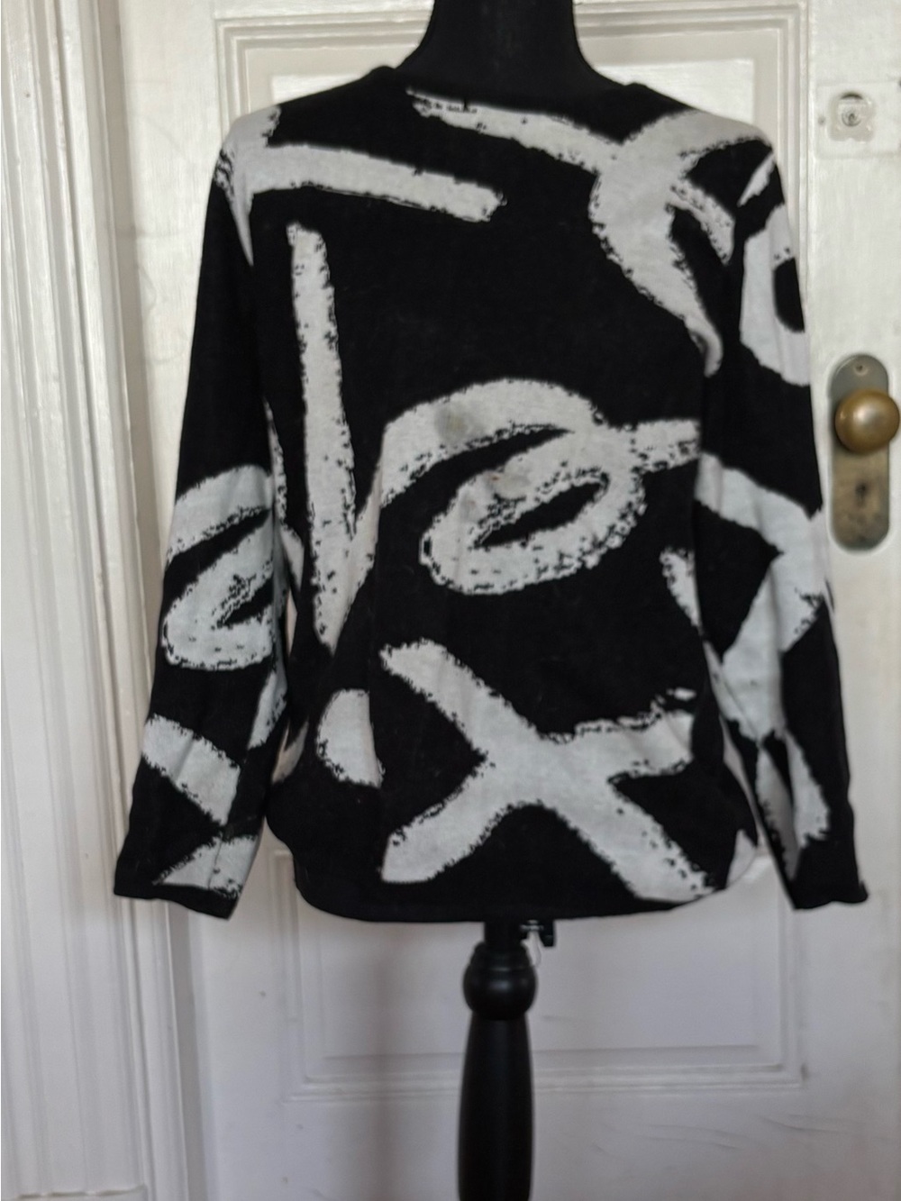Black & White Abstract Crewneck Sweater